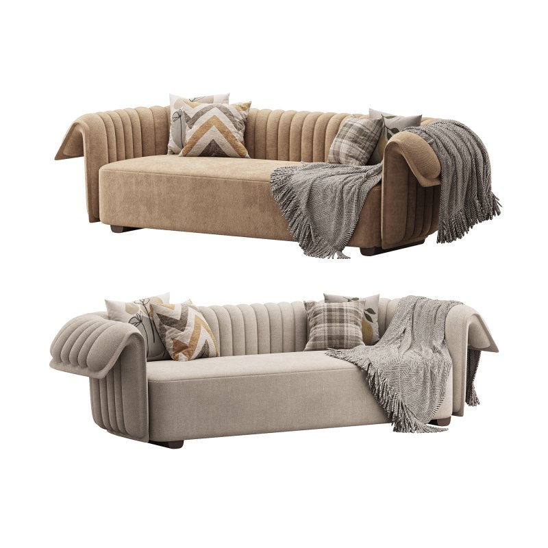 Curved Sofa Microfiber Leather - Image 1