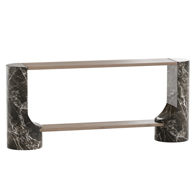 Black Marble and Oak Wood Console Table Reviews - Image 7