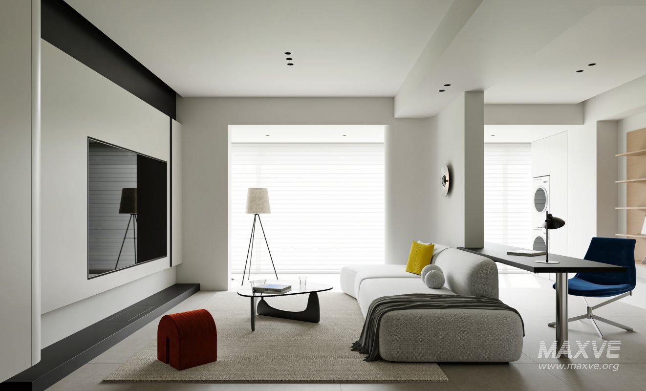 Modern living room and dining room interior scene - Image 1