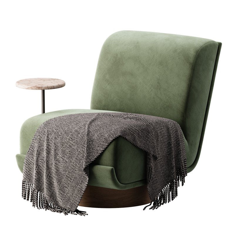 Four Hands Bronwyn Swivel Chair W Side Table Knoll Natural - Image 3