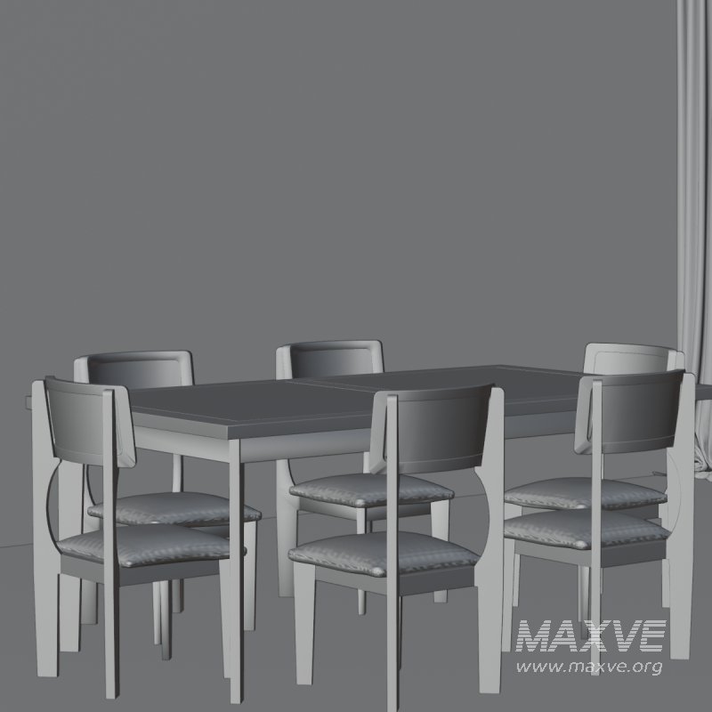 Modern Wooden Dining Table and Chairs Set - Image 3