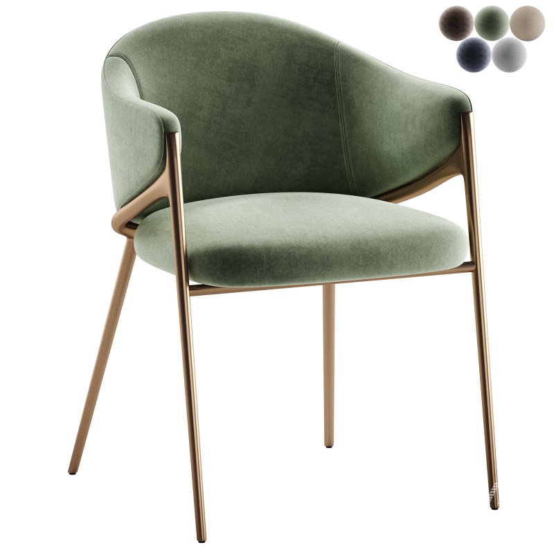 Chair Gwen Khaki Velvet Fire Retardant - Image 6