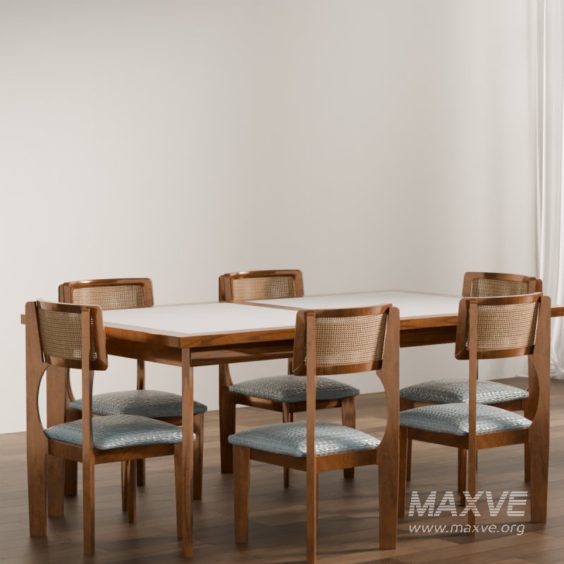 Modern Wooden Dining Table and Chairs Set - Image 1