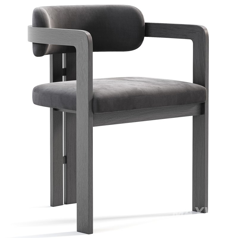 Curved Walnut Dining Chair Boucle - Image 2