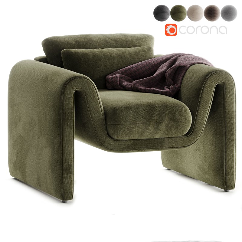 Modway Waverly Performance Velvet Living Room Accent Armchair in Gray-Unique Wavy Design - Image 4