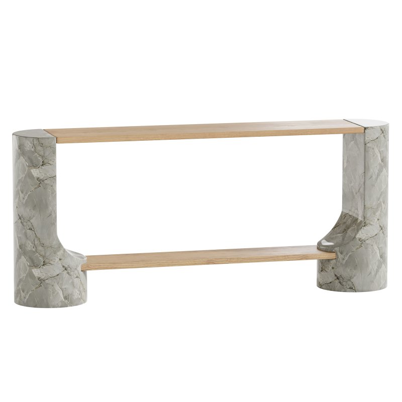 Black Marble and Oak Wood Console Table Reviews - Image 5