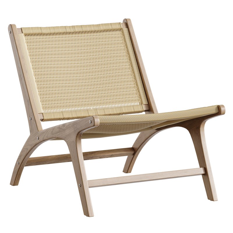 Hamma teak and natural rattan armchair - Image 1
