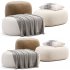Pouf Ovale Design Scandinave En Tissu Boucle BILY - Thumbnail 2