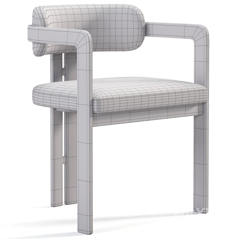 Curved Walnut Dining Chair Boucle - Image 6