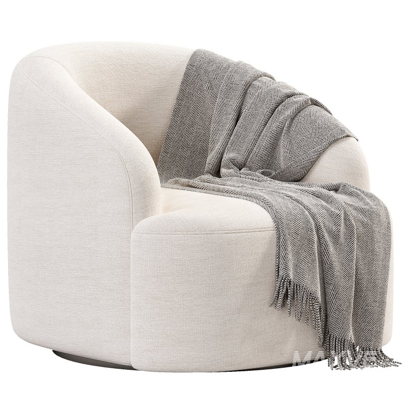 Boucle Upholstered Swivel Armchair - Image 2