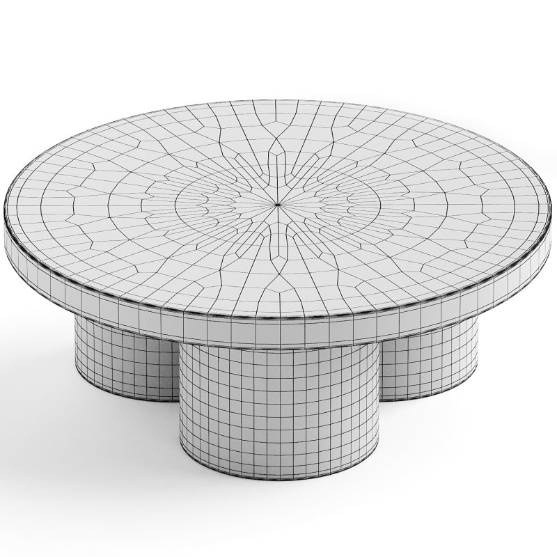 Brutalist Round Coffee Table in Red Oak Wood Veneer, Podio by NONO - Image 2
