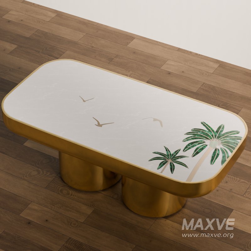 Modern Console Table Set with Golden Accents - Image 1