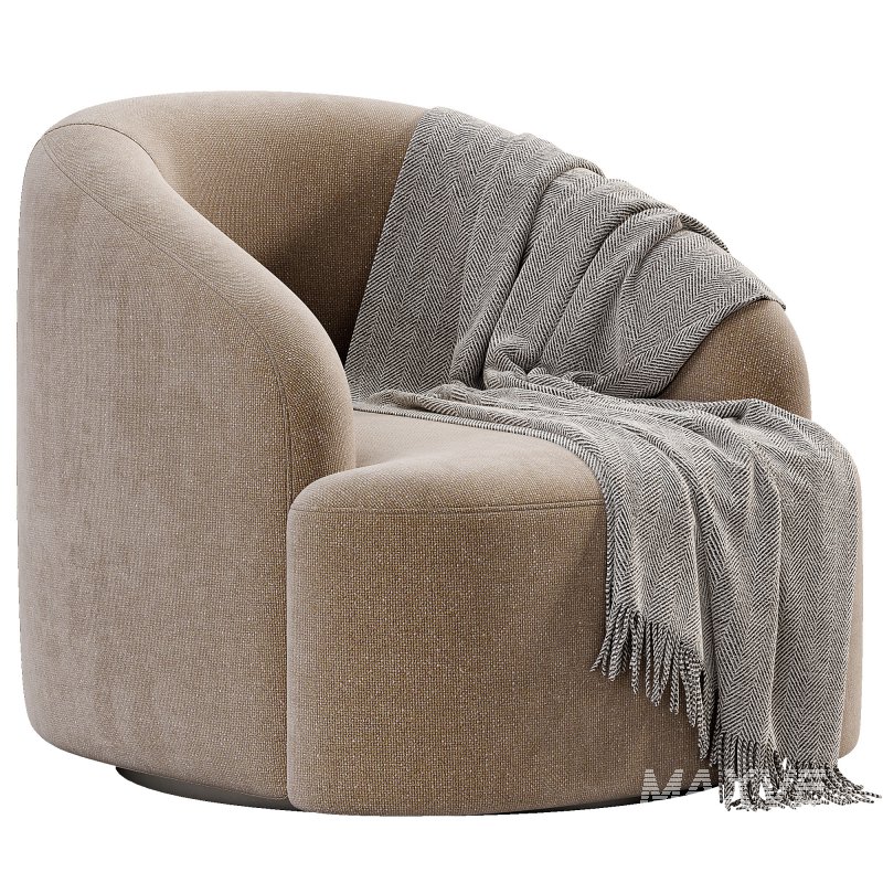 Boucle Upholstered Swivel Armchair - Image 1