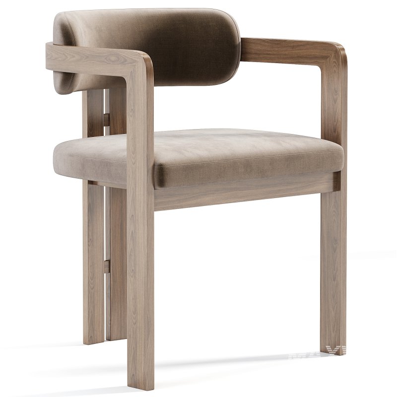 Curved Walnut Dining Chair Boucle - Image 3