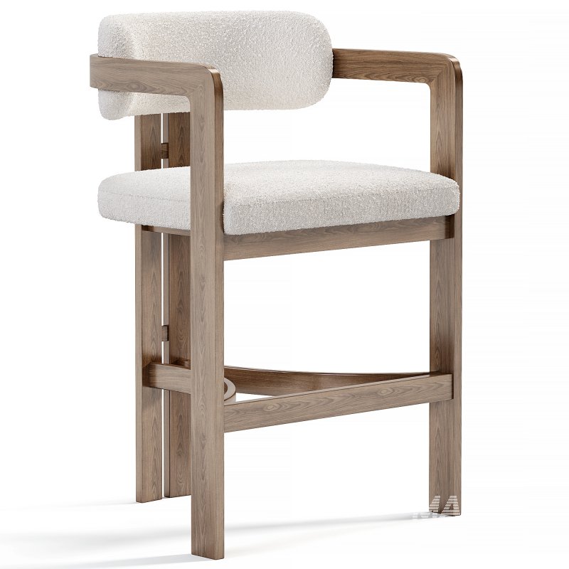 Curved Walnut Bar Stool - Image 1