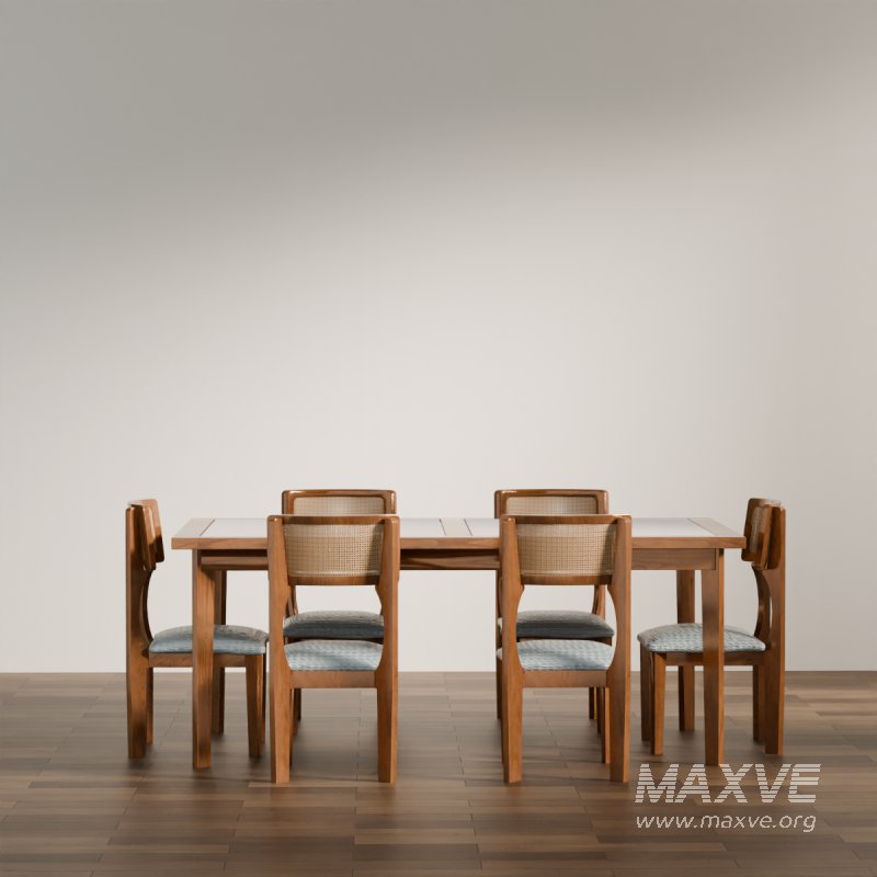 Modern Wooden Dining Table and Chairs Set - Image 4