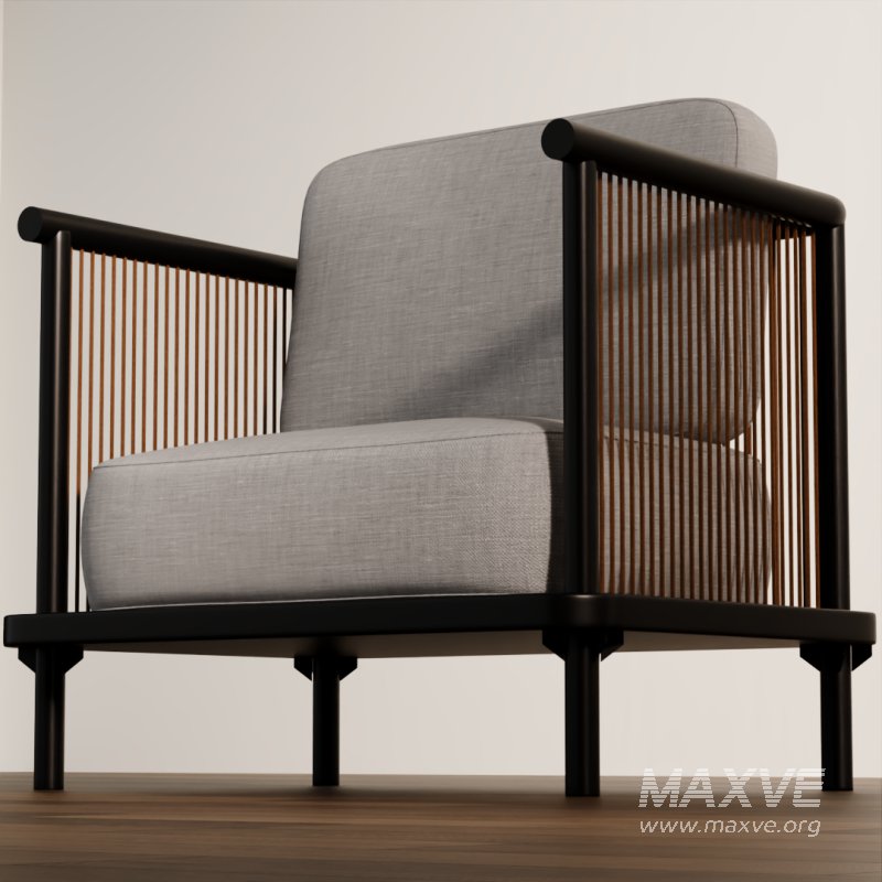 Modern Wooden Frame Armchair - Image 2