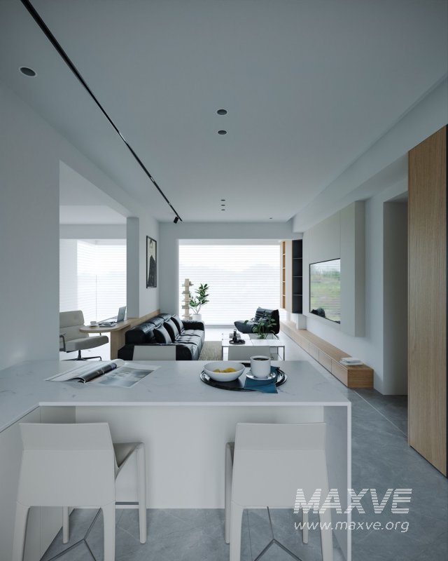 Modern living room and dining room interior scene - Image 3
