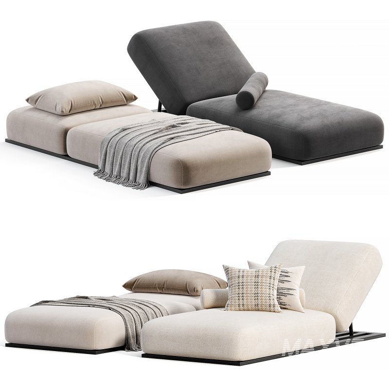 Joy Outdoor Fabric Sun Lounge Set With Side - Image 3