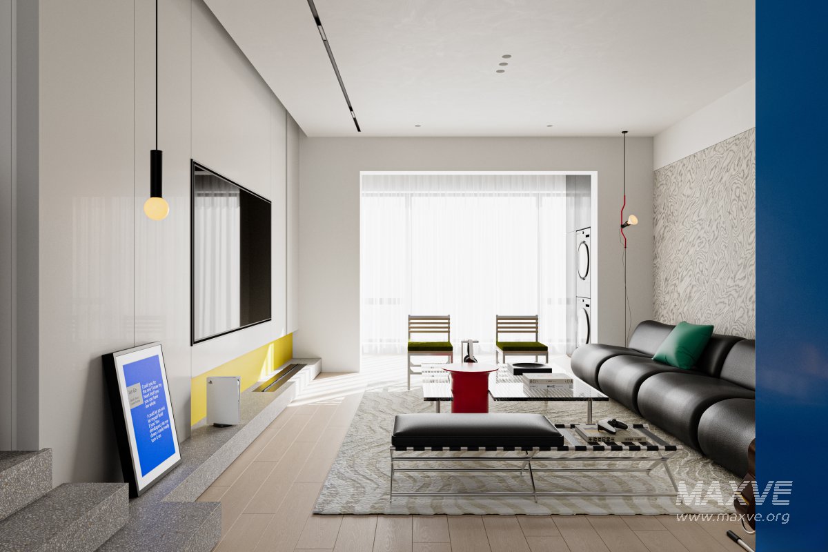 Modern living room and dining room interior scene - Image 3
