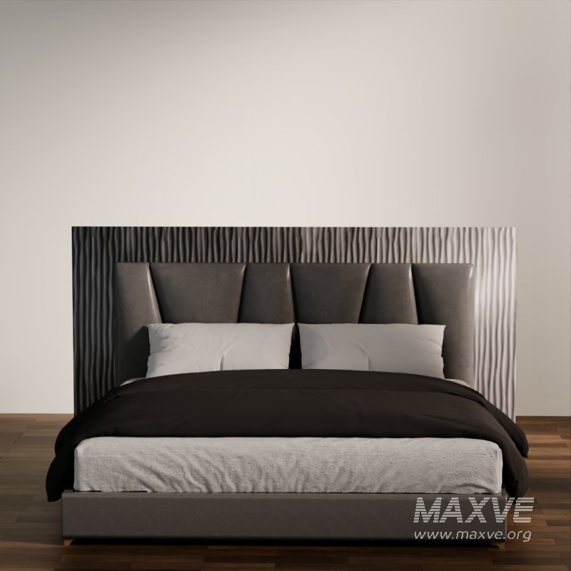 Stylish Modern Bed with Cushions and Headboard - Image 1
