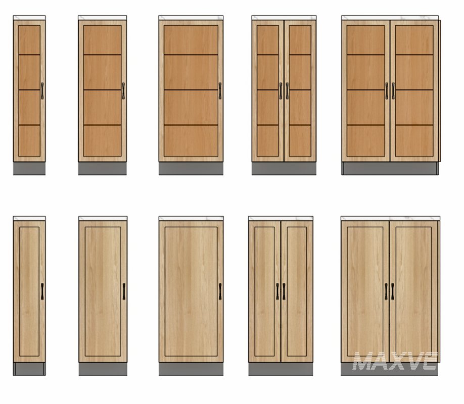 High-Quality Kitchen Cabinet 3D Model – Wood Design Fronts - Image 2