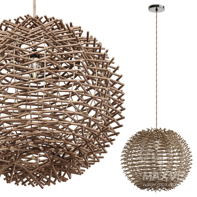 Bird Nest Rattan Lampshade Pendant Light - Image 1