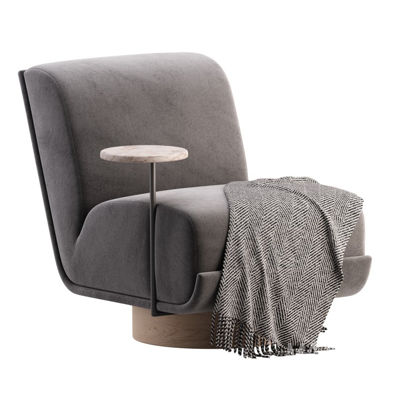 Four Hands Bronwyn Swivel Chair W Side Table Knoll Natural - Image 2