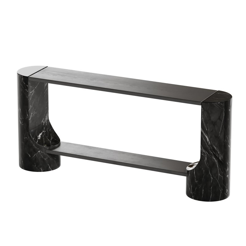 Black Marble and Oak Wood Console Table Reviews - Image 3