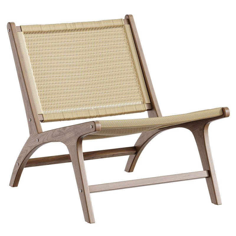 Hamma teak and natural rattan armchair - Image 4