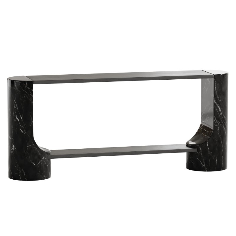 Black Marble and Oak Wood Console Table Reviews - Image 2