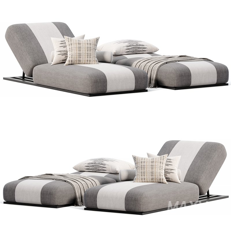 Joy Outdoor Fabric Sun Lounge Set With Side - Image 1