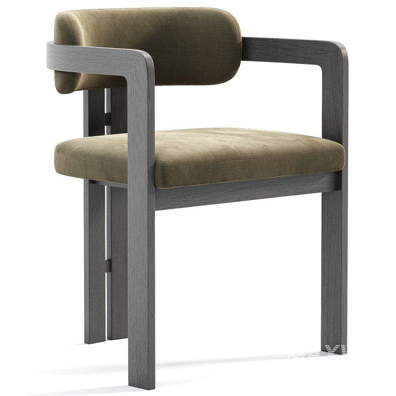 Curved Walnut Dining Chair Boucle - Image 4