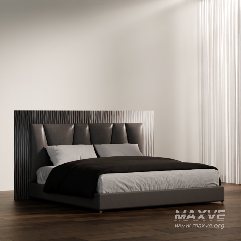 Stylish Modern Bed with Cushions and Headboard - Image 2