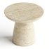 Contemporary Minimal Round Coffee Side Table in Travertine Stone Natural Pores - Thumbnail 2