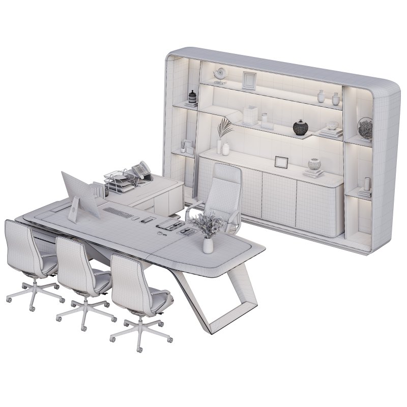 President Office Desk and bookcase setup Ds H-09 - Image 3