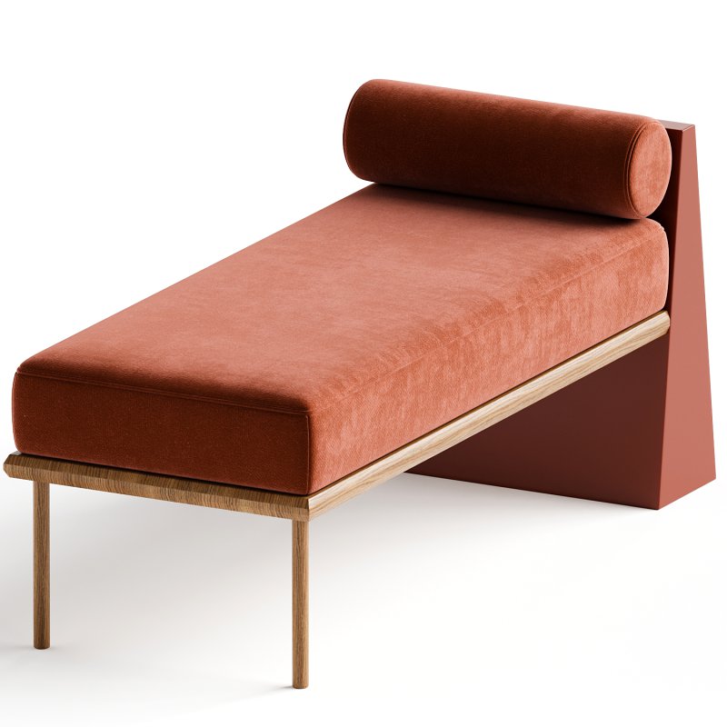 Minimalist Mid-Century Modern Style Solid Wood Bench Upholstered in Textile - Image 2