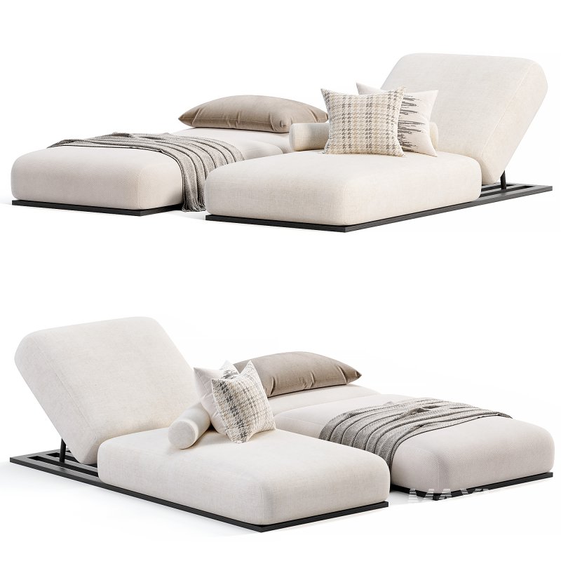 Joy Outdoor Fabric Sun Lounge Set With Side - Image 2