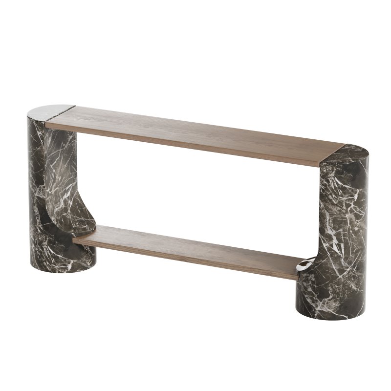 Black Marble and Oak Wood Console Table Reviews - Image 6
