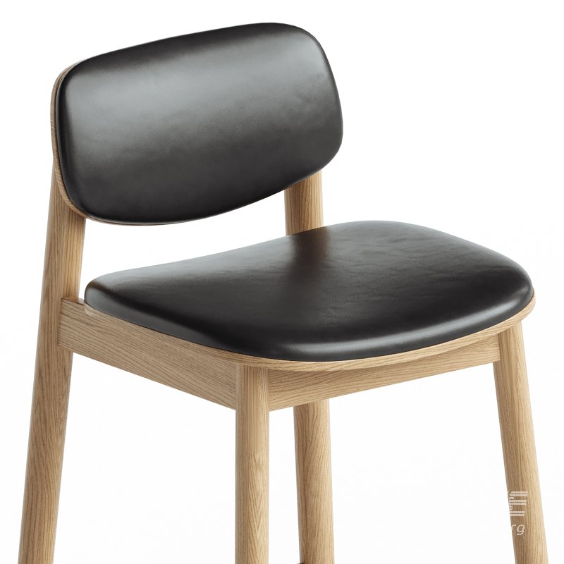 Lando Leather Bar Stool (Oak) - Image 2