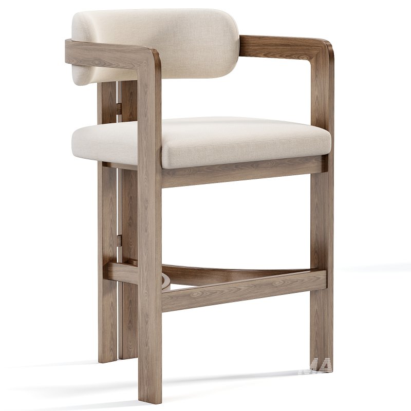 Curved Walnut Bar Stool - Image 2