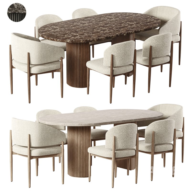 EVA FABRIC DINING CHAIR AND TABLE-RH - Image 1