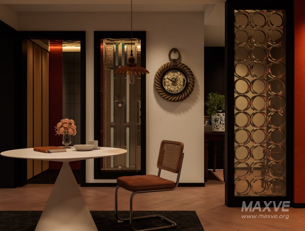 Modern living room and dining room office room interior scene - Image 5