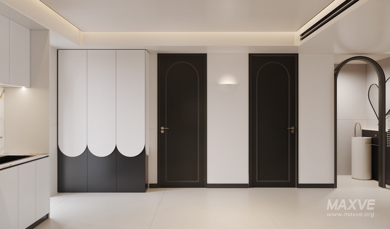 Modern living room and dining room kitchen interior scene - Image 9