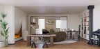 Modern living room and dining room kitchen interior scene - Thumbnail 2
