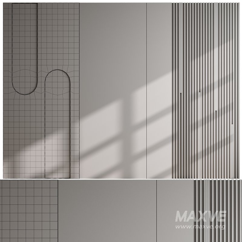 Headboard wood and concrete 3d Wall Panel - Image 1