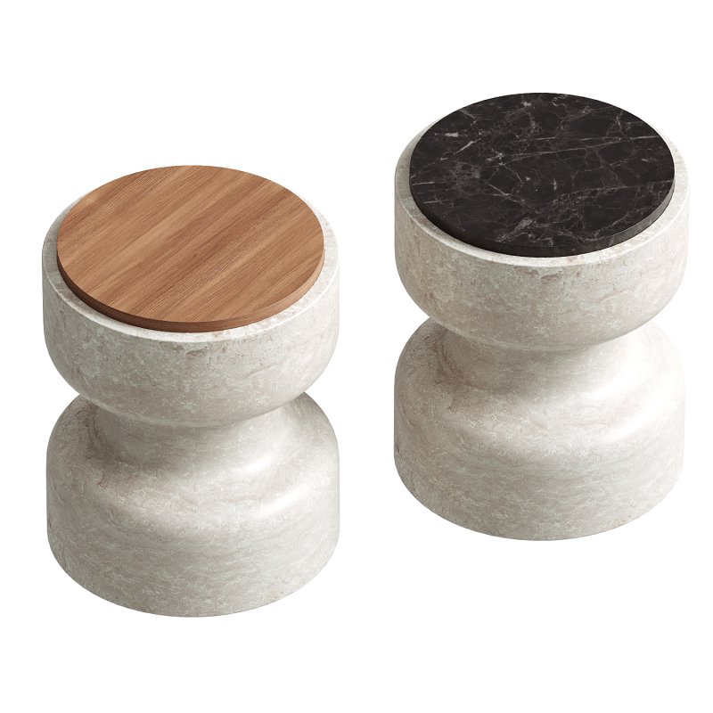 Tivoli Stool in travertine and walnut by Ivan Colominas - Image 3