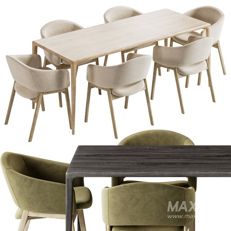 Lisbon table and Isa Fabric Dining Chair set 4 - Image 6