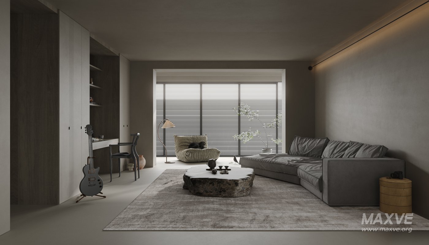 Modern living room and dining room interior scene - Image 1