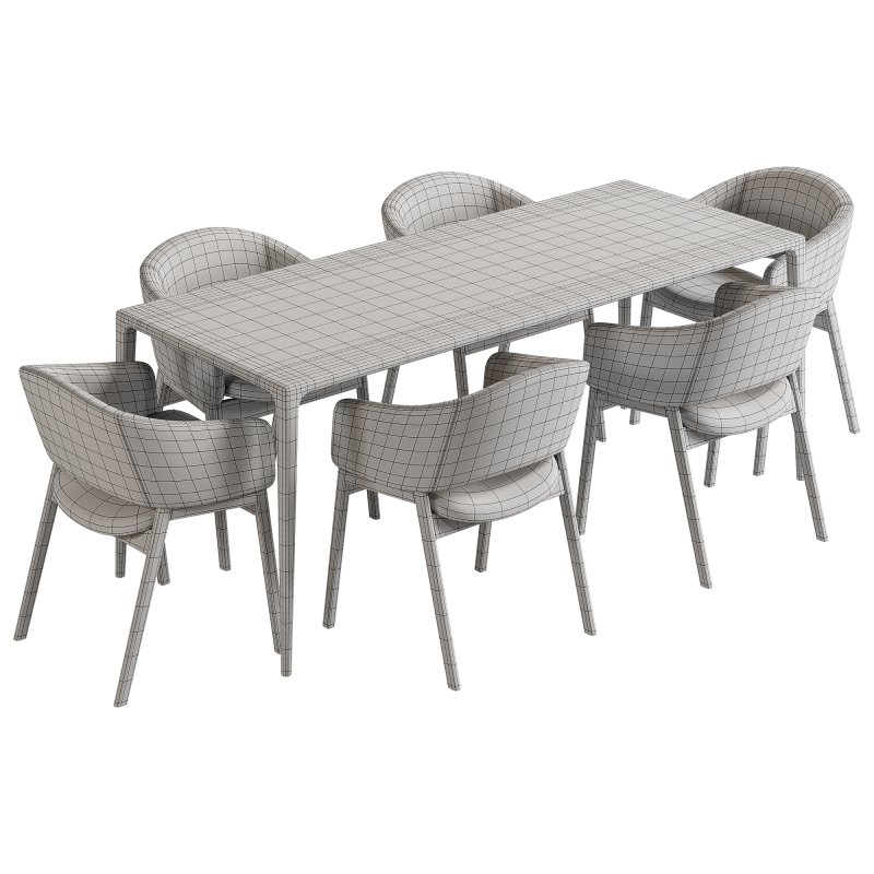 Lisbon table and Isa Fabric Dining Chair set 4 - Image 2